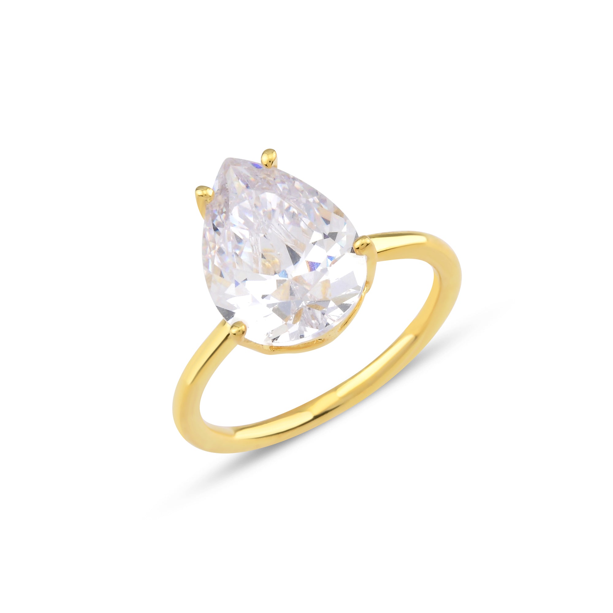 Pure Zirconia Zirconia Drop Cut Solitaire Ring